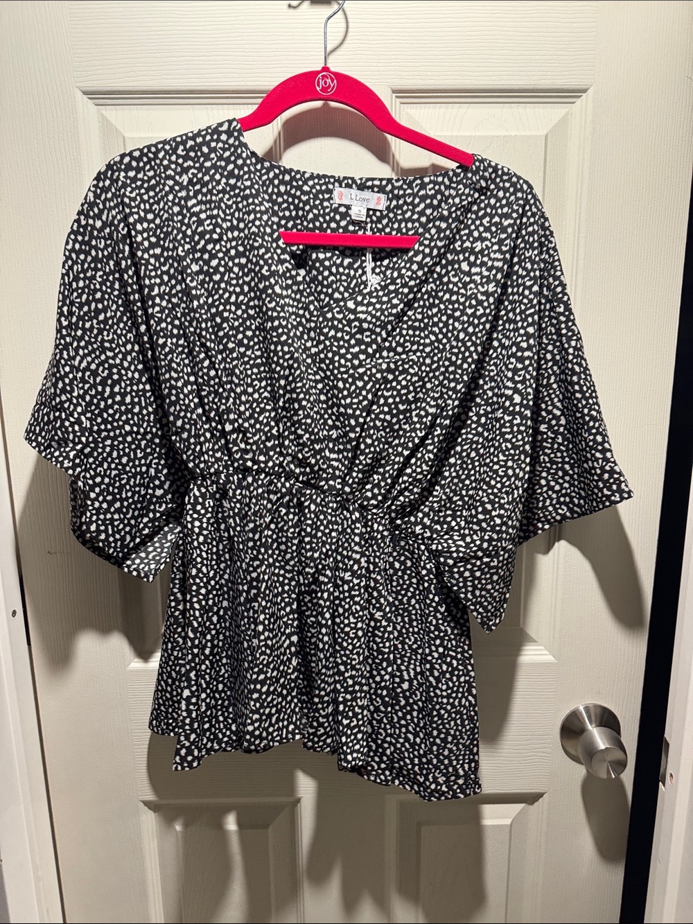 Lily White Black Dot Peplum Blouse